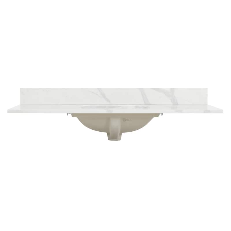 Altair Arbios Calacatta White Quartz Stone Vanity Top in 8 in.Widespread Faucet Hole Without Cabinet