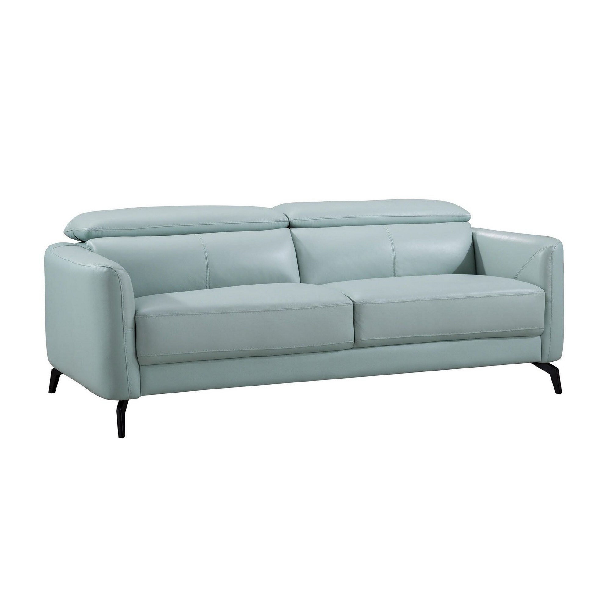Shop Contemporary Leather Upholstered Sofa With Metal Legs Light