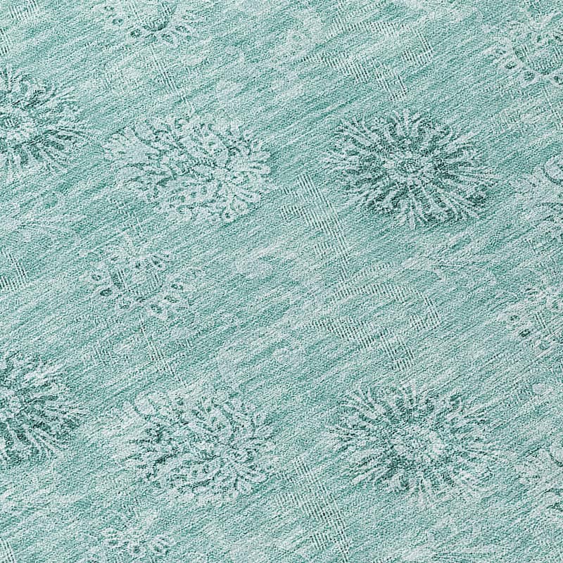 Machine Washable Indoor/ Outdoor Chantille Floral Burst Rug