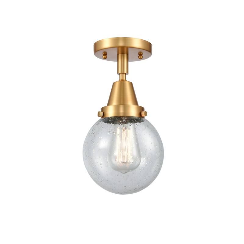 Innovations Lighting 447-1C-11-6 Beacon Flush Mount Beacon 6" Wide - Satin Gold / Seedy