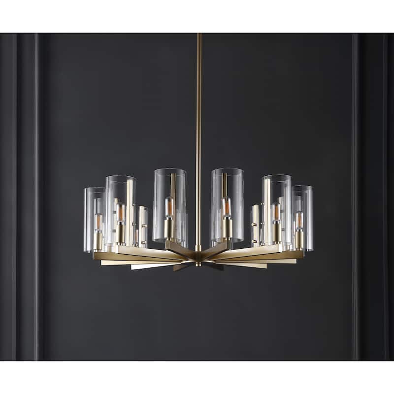 SAFAVIEH Couture Benicio Gold Chandelier - 28.5 IN W x 28.5 IN D x 17 / 47 IN H