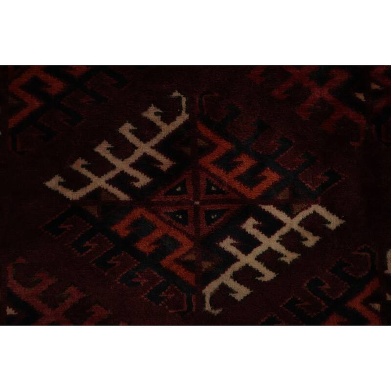 Hand Knotted Oriental 100% Wool Carpet Traditional All-Over Red Turkoman Area Rug - 11' 4'' X 7' 7''