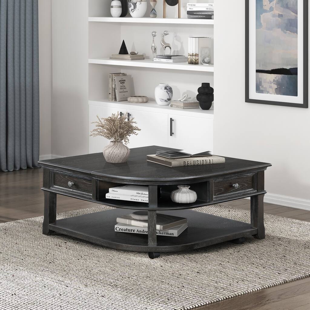 Living Room Coffee Table Storage Drawer Lift Top Open Shelves