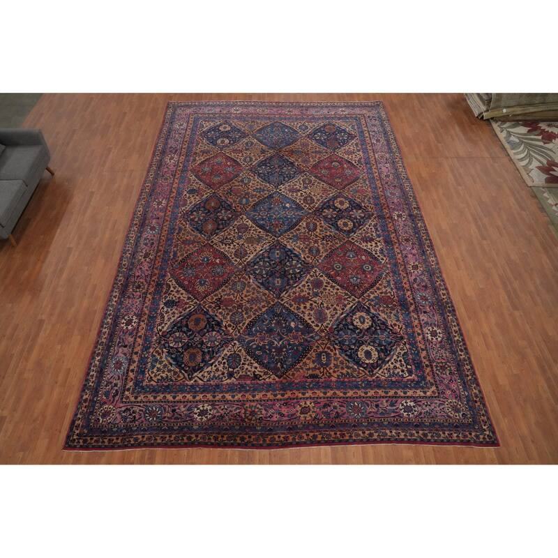 Hand Knotted Oriental 100% Kork Wool Carpet Traditional All-Over Oranges & Rust Kerman Area Rug - 18' 2'' X 11' 9''