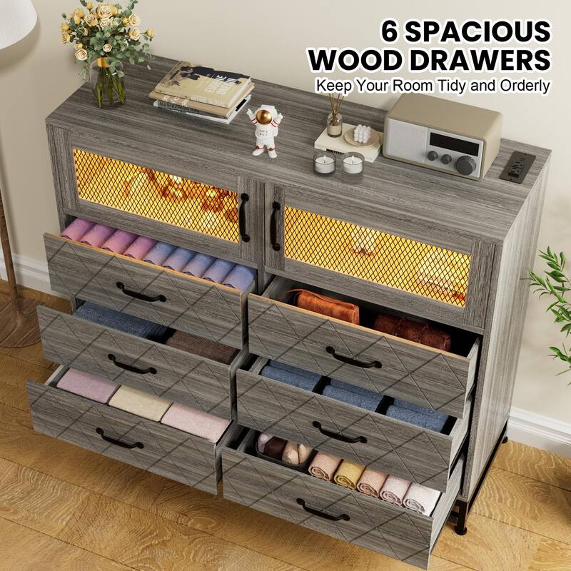 7/9 Drawer Dresser with Jewelry Storage, Rustic Wood Chest with Metal Handles, Vintage Storage Organizer