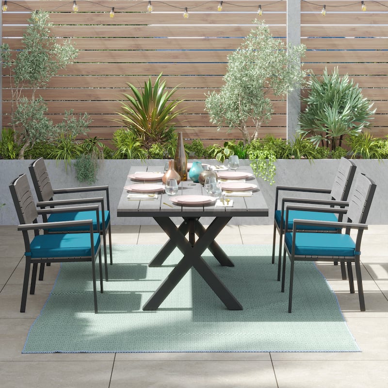 Corvus Orville 7-piece Aluminum Outdoor Dining Set with WPC Table Top