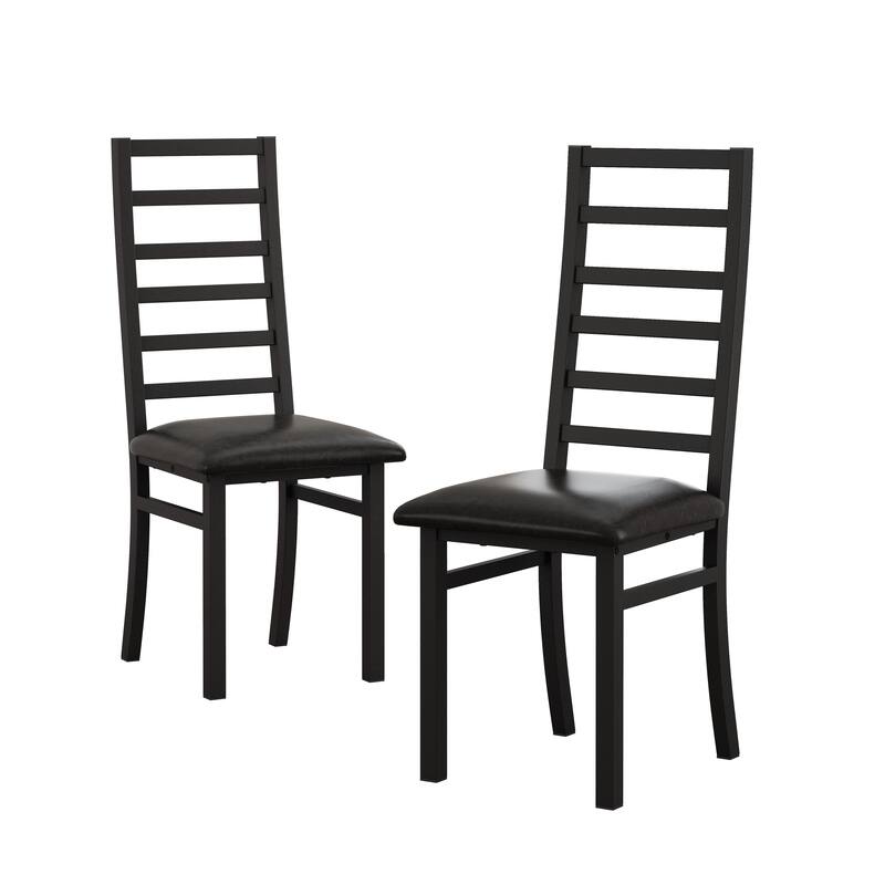 High Back Metal Dining Chairs Set of 2, PU Leather Armless Dining Chairs, Kitchen & Dining Room Chairs with Steel Legs