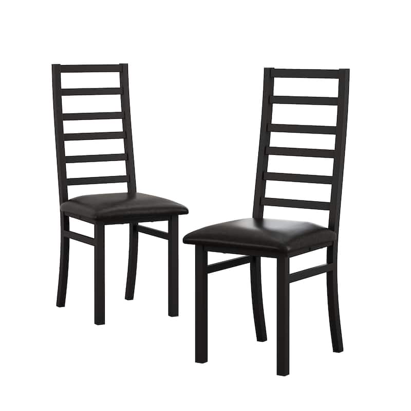 Metal Dining Chairs Set of 2, Steel Legs and PU Leather Seats, High Back Armless Dining Chairs, for Kitchen, Living Room