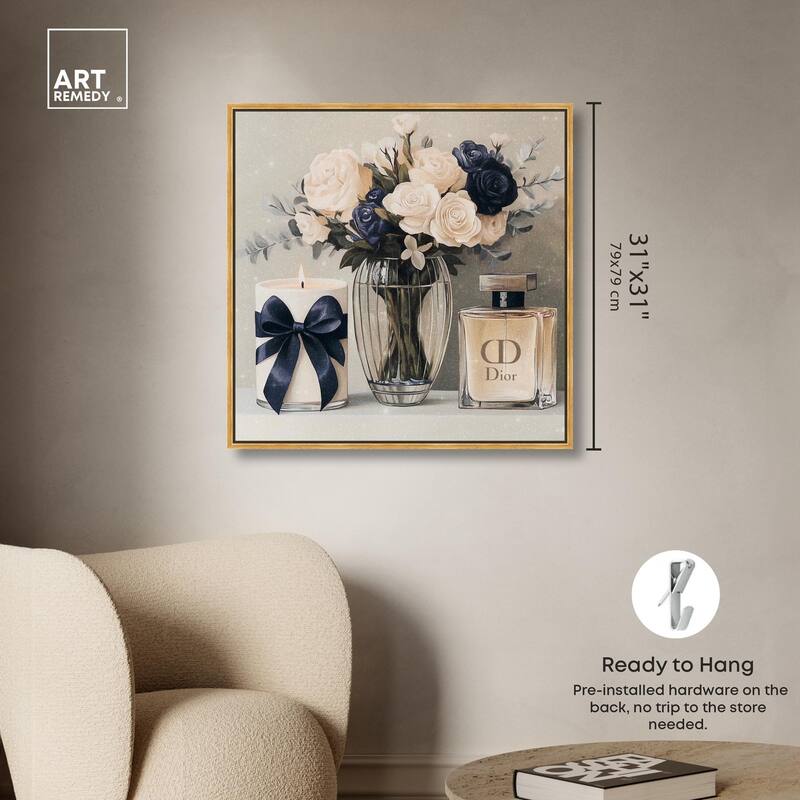 Ivory Perfume Flowers in Vase Canvas by Art Remedy