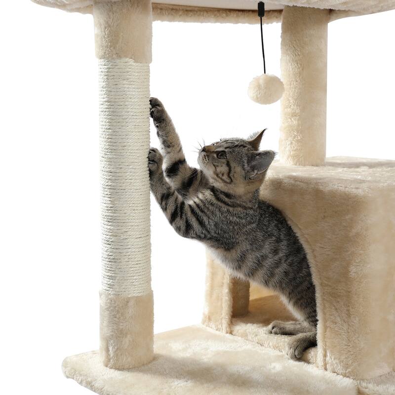 lush Sisal Scratcher with 2 Door Condo House Cat Tree - 21.65"L x 17.71"W x 56.3"H