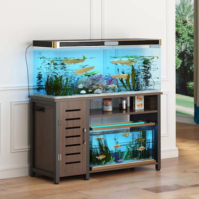 Fish Tank Stand with Power Outlets and Cabinet