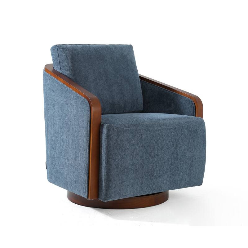 Mid-Century Modern Swivel Accent Armchair Chenille Upholstered Chairs