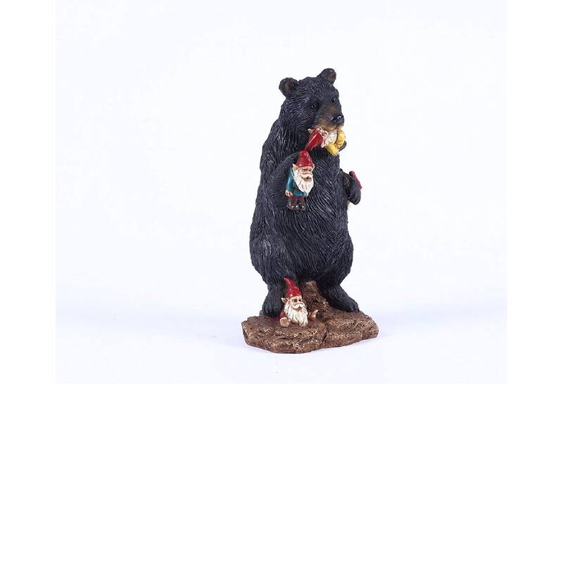 10.5" Gnomes in Trouble with Bear Garden Statue