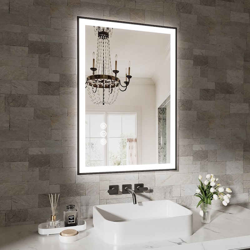 24x36 Inch Frameless LED Bathroom Mirror,Smart Mirror - White