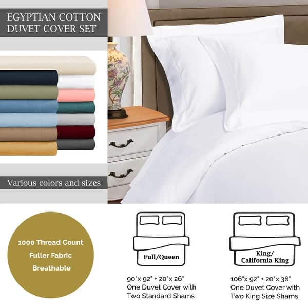 Duvet Cover White Solid 100% Egyptian Cotton 800 TC Luxury 3-Piece