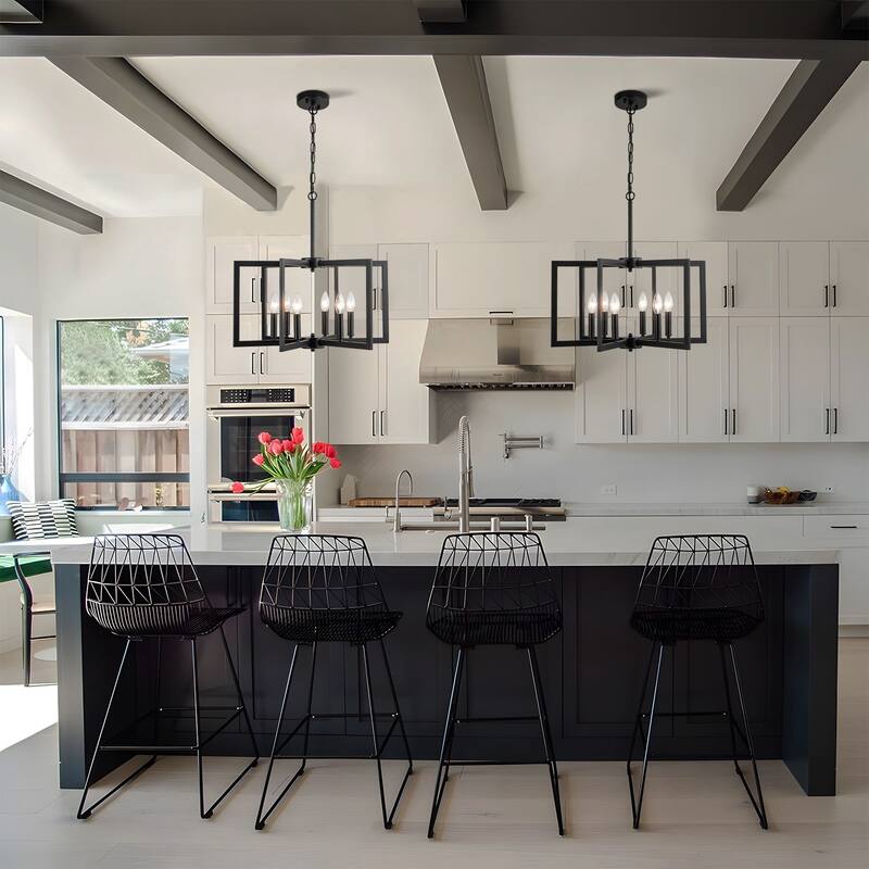Starsky 6-Light 21in. Modern Farmhouse Unique Ceiling Lights Geometric Lantern Chandelier