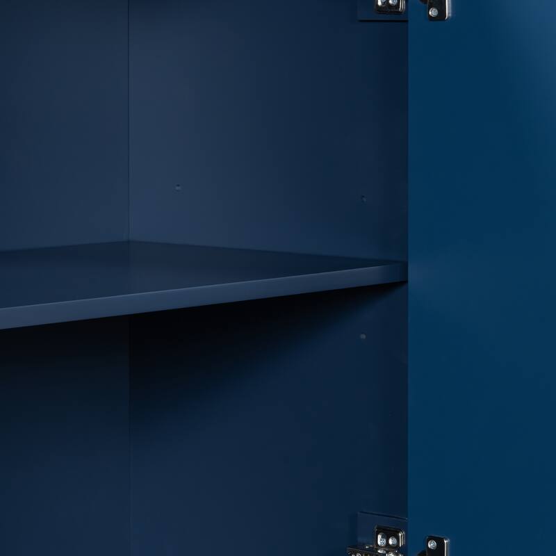 Artsy Contemporary Storage Cabinet with Adjustable Shelves, Two-Tone Design, and Durable MDF Build