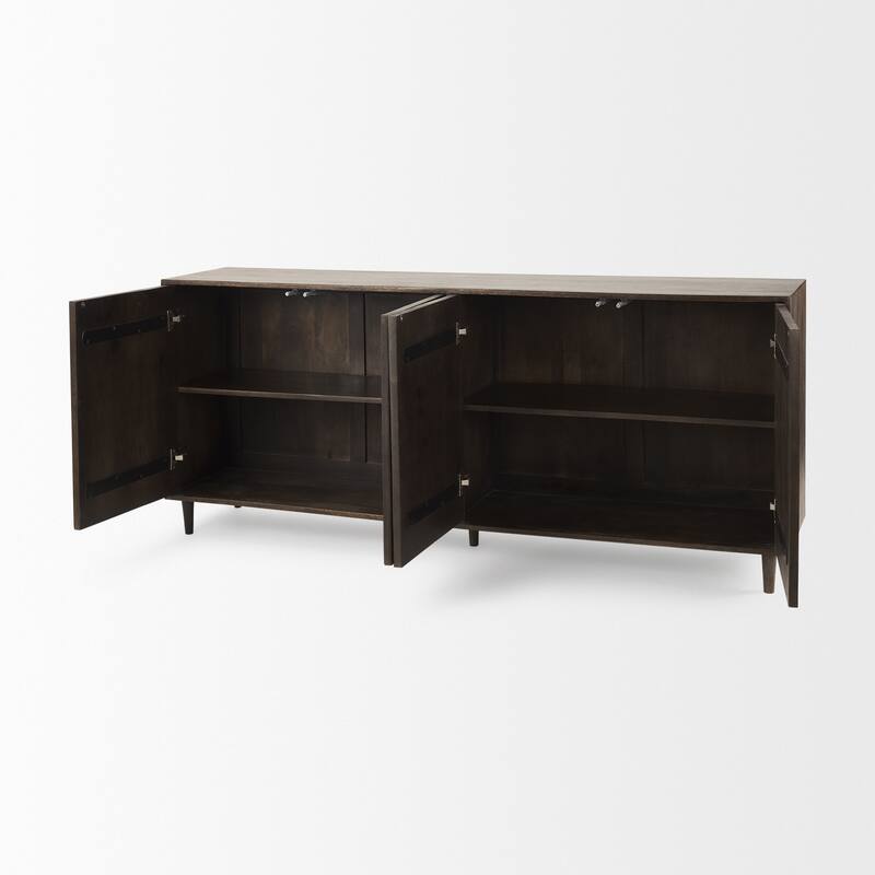 Tucker Dark Brown Mid-Century Modern Rainbow 4 Door Sideboard - 71.8L x 15.0W x 30.0H