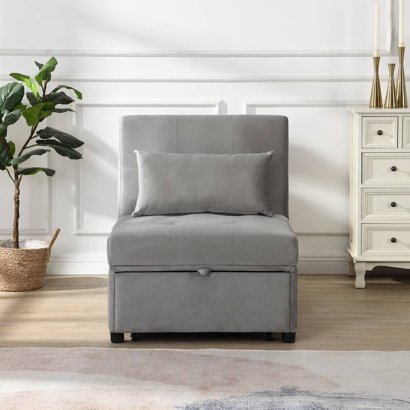 39.8" Single Folding Ottoman Sofa Bed with Adjustable Back and Pillows for Living Room