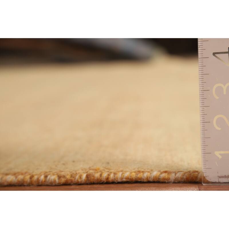 Modern Yellow Gabbeh Oriental Area Rug Handmade Wool Carpet - 8'11"x 13'9"