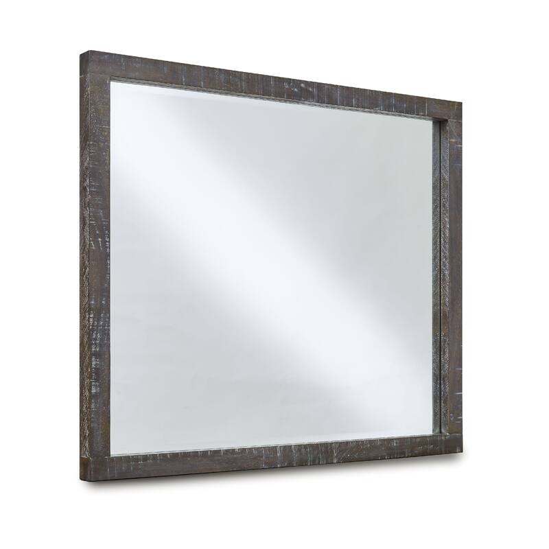 42 Inch Cas Sengon Tekik Dresser Mirror, Rough Hewn, Rustic Brown - Brown
