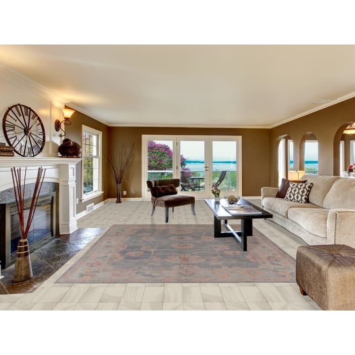 Hand Knotted Oriental 100% Wool Carpet Transitional All-Over Navy Blue & Blues Oushak Area Rug - 9' 4'' X 8' 1''