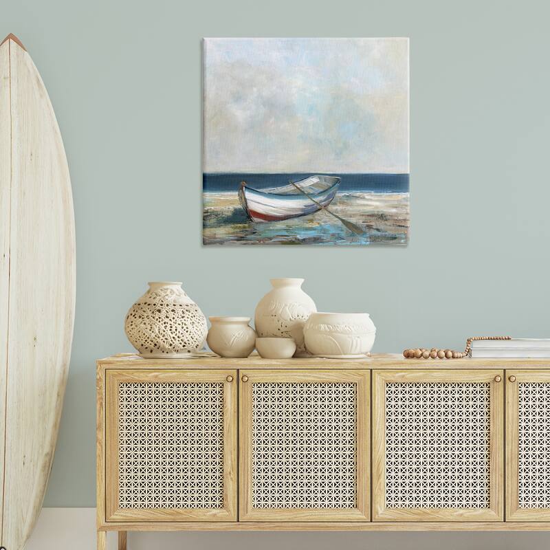 Stupell Boat & Oar on Shore Canvas Wall Art Design By Sally Swatland