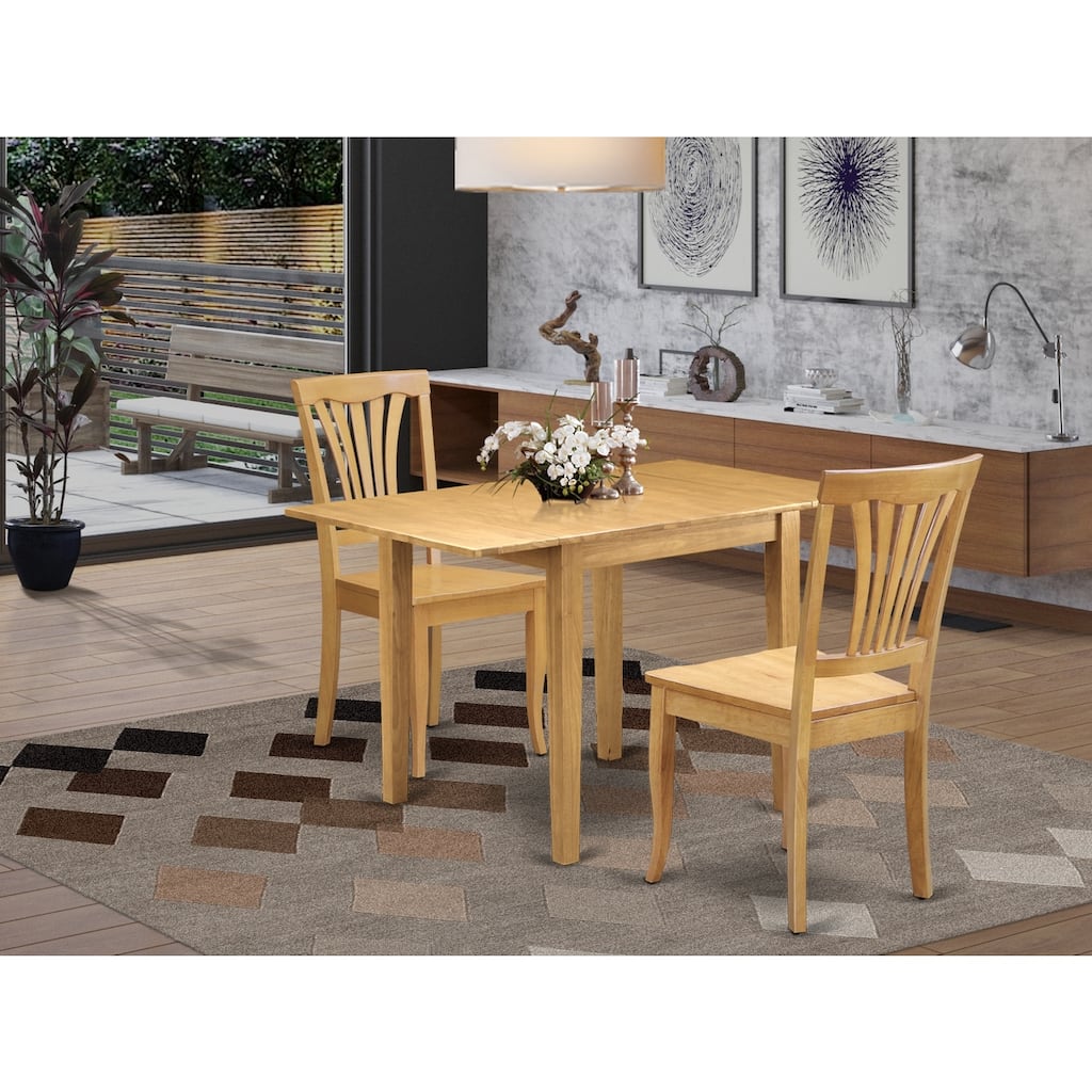 HomeStock 3-Piece Natural Brown Oak Finish Solid Wood Top Dining Table Set