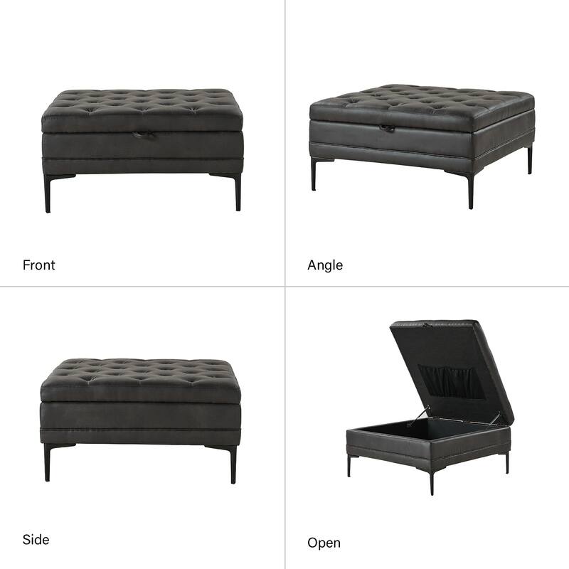 Ipiutak Modern 2 - Piece Upholstered Button-tufted Sectional with Storage Ottoman