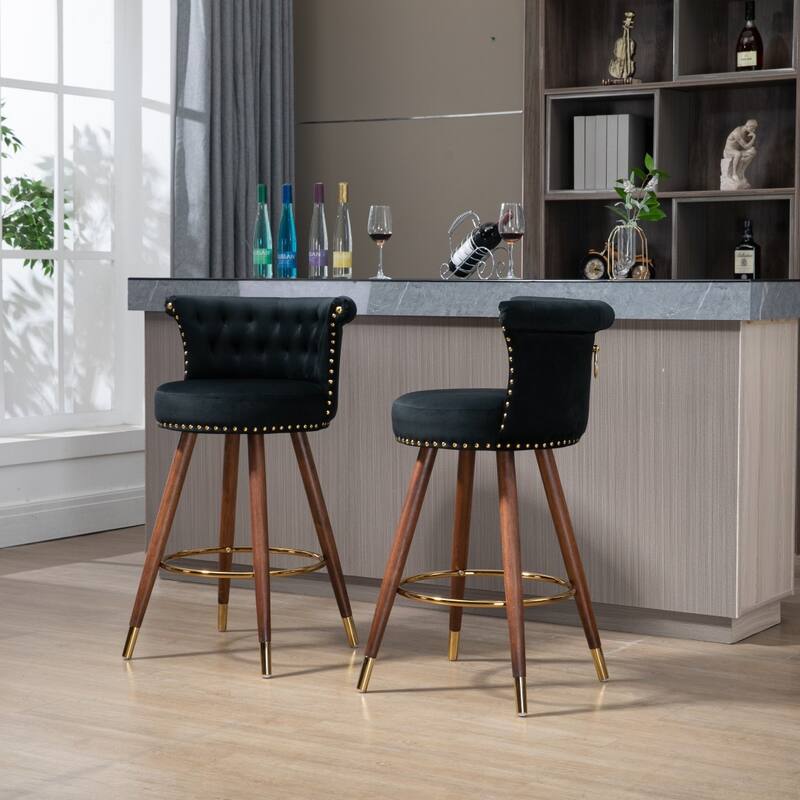 Swivel Bar Stools with Backrest Footrest - 21.85*20.08*36.02Inch