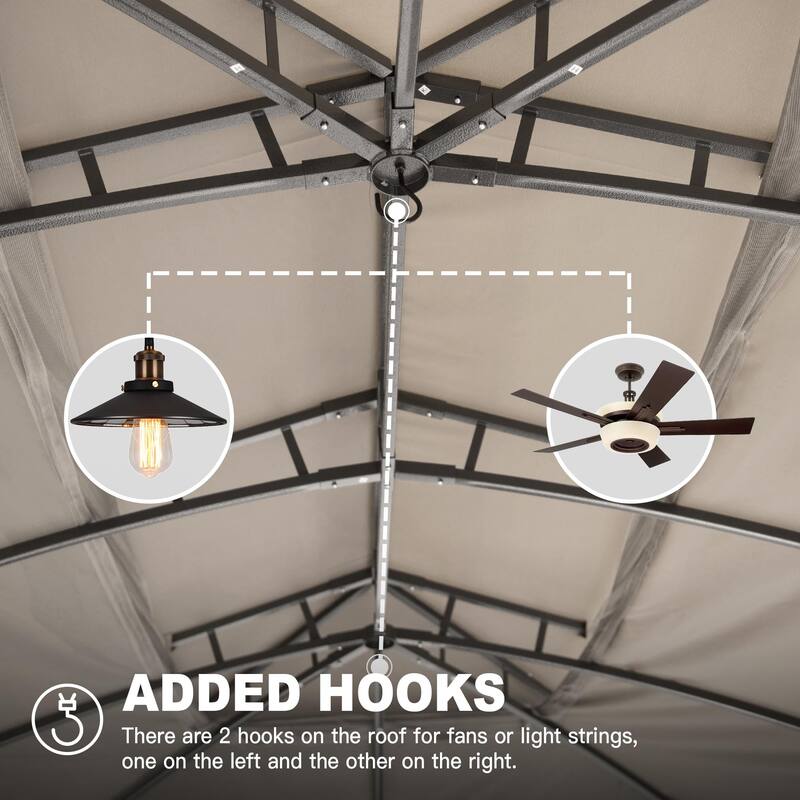 10x14FT Outdoor Gazebo with Double Roofs,Privacy Curtains,Mosquito Nettings,Heavy Duty Metal Frame Party Tent Canopy for Patio