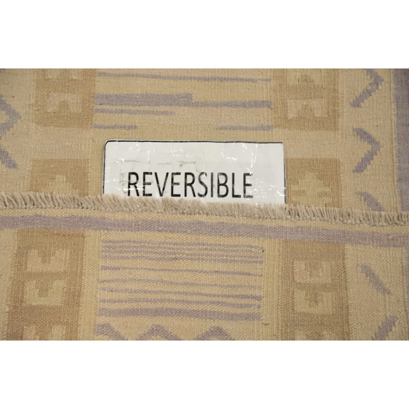 Hand Woven Oriental 100% Wool Carpet Southwestern Tribal Beige & Ivories Kilim Area Rug - 4' 3'' X 2' 1''