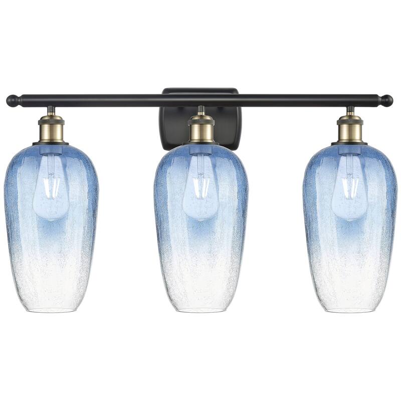 Innovations Lighting 516-3W-16-27 Brookhaven Flute Vanity Brookhaven - Black Antique Brass / Sapphire Blue