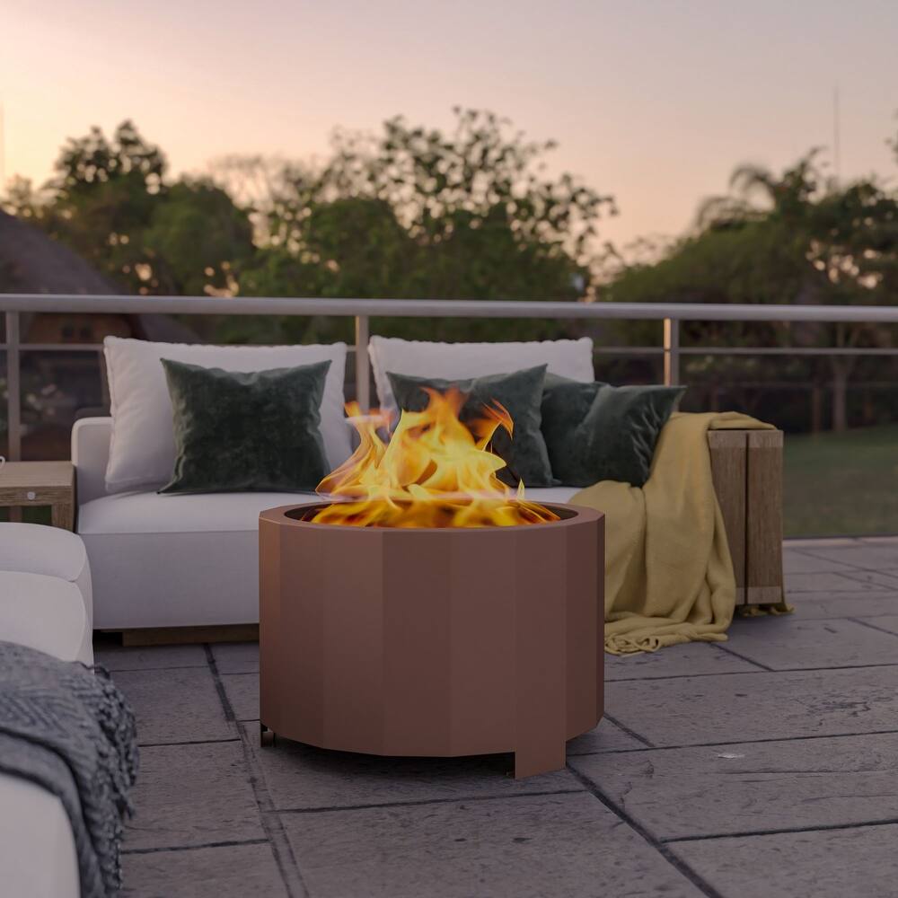 Commercial Grade 27" Outdoor Smokeless Wood Burning Portable Fire Pit - 27"D x 27"W x 17.75"H