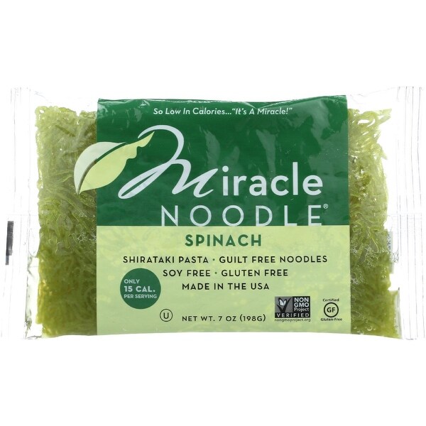 Miracle Noodle Pasta - Shirataki - Miracle Noodle - Spinach - 7 oz - case of 6 - 4 Pack