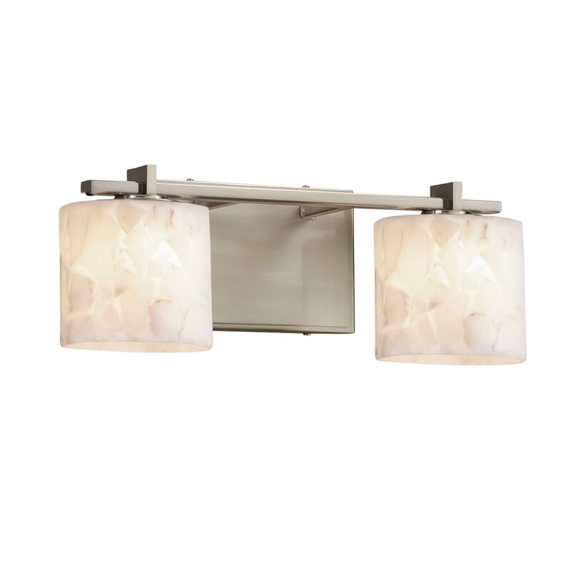Alabaster Rocks! Era 2-Light Bath Bar, Alabaster Rocks Oval Shade - Brushed Nickel