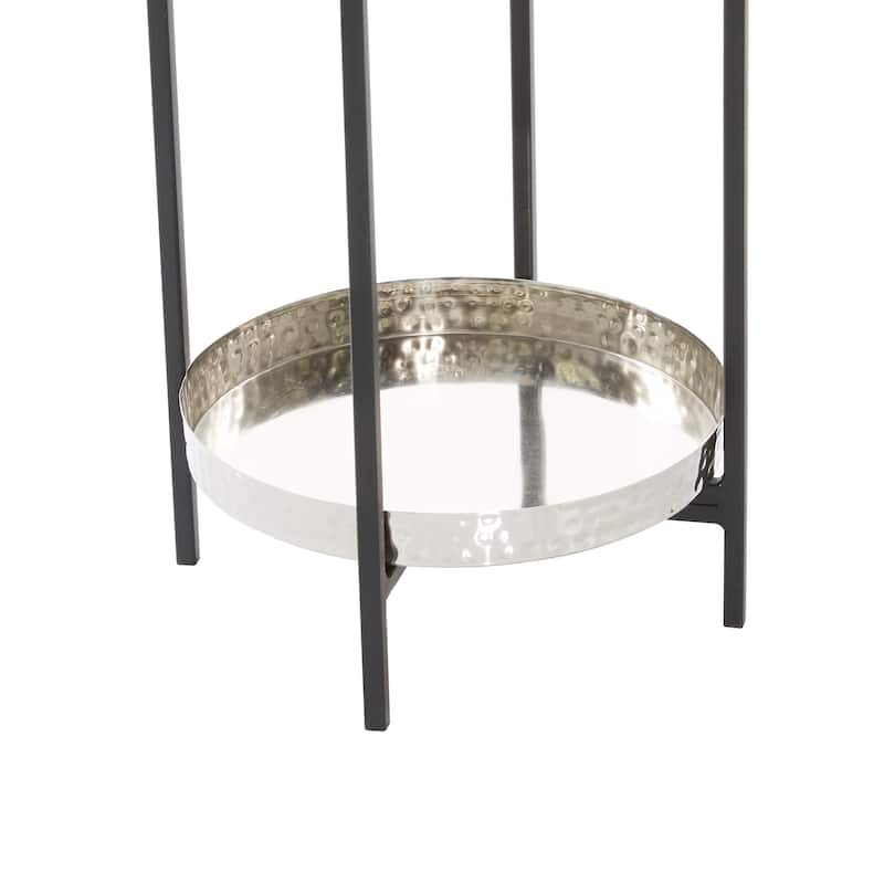 Black or Silver Modern Glam Contemporary Planter Stand (Set of 2) - S/2 24", 33"H