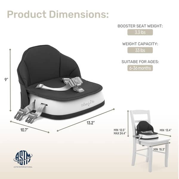 dimension image slide 4 of 5, Dream On Me Cozy Pod Booster Seat with Removable Cover