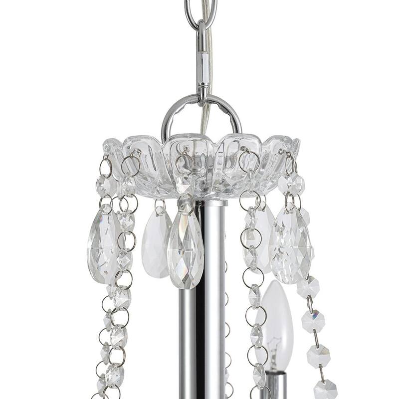 French Glam 5-Light Candle-Style Crystal Chrome Chandelier - 21.3in