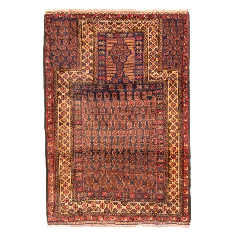 ECARPETGALLERY Hand-knotted Teimani Dark Navy Wool Rug - 2'11 x 4'2