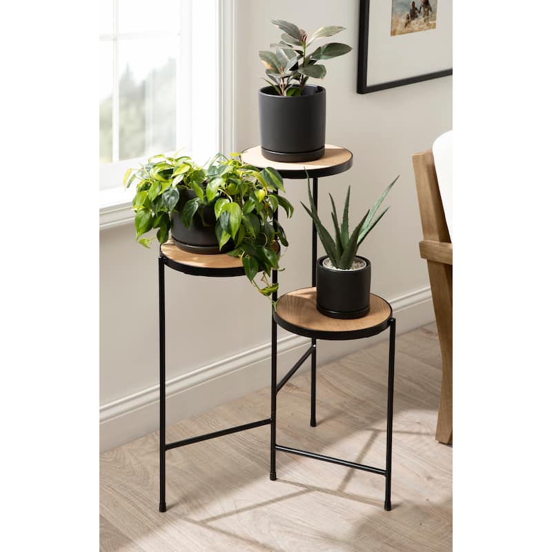 Kate and Laurel Fields Tri-Level Metal Plant Stand - 10x10x30
