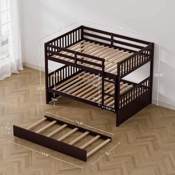 dimension image slide 0 of 3, Ouyessir Full Over Full Bunk Bed with Trundle