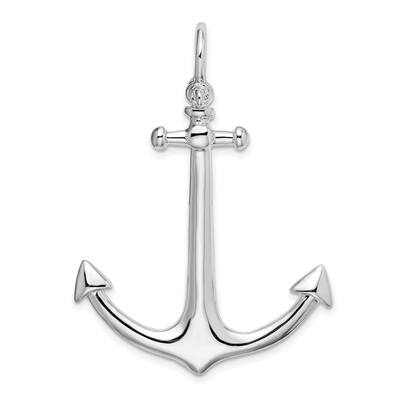 Diamond2Deal 925 Sterling Silver 3D Large Anchor Pendant (L-44.94mm)