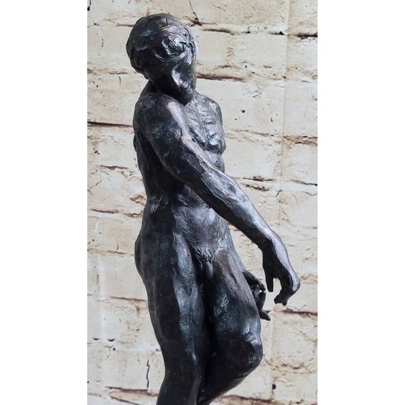 The Shade After Auguste Rodin - Bronze Statue Sculpture Of Adam On Marble Base
