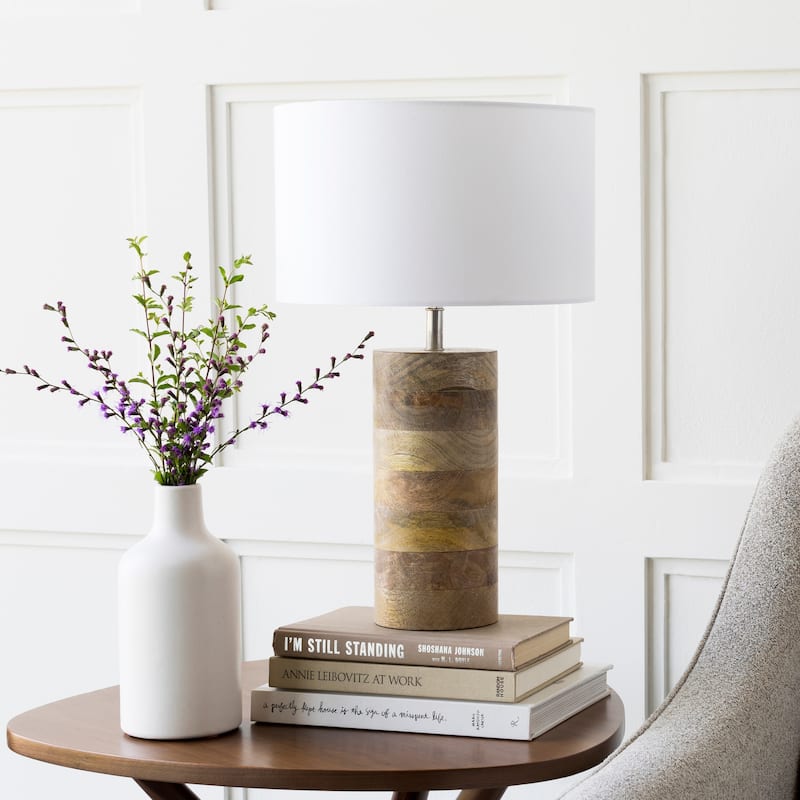 Livabliss Rustic Neil Table Lamp with Natural Finish Wood/Metal Base