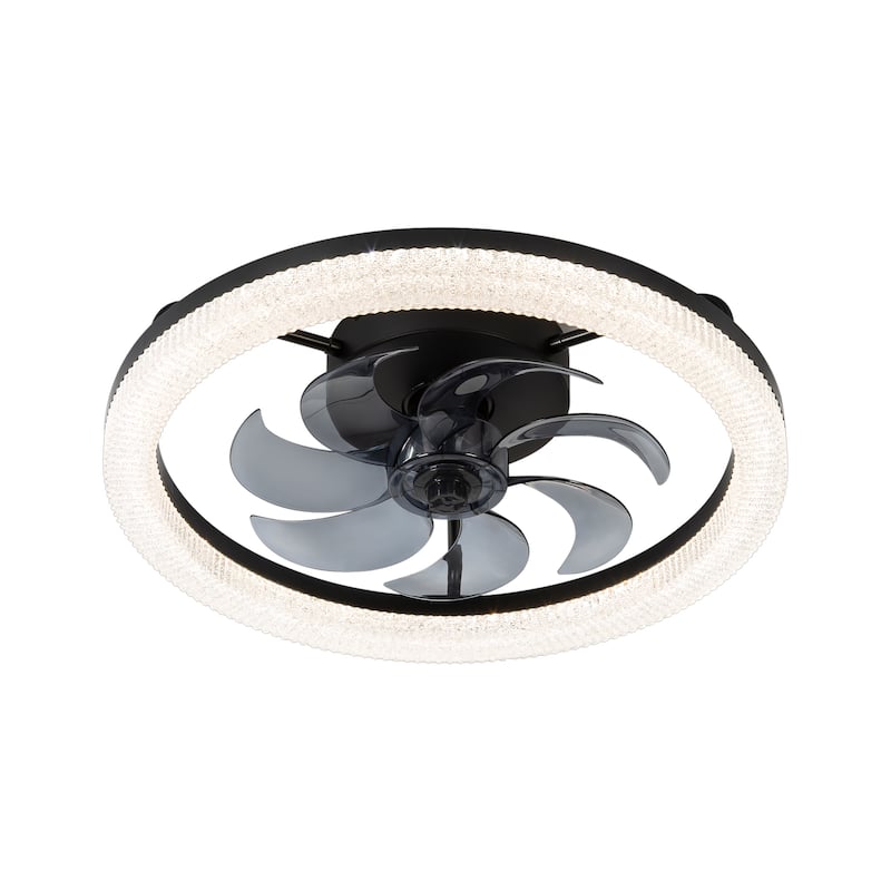 20 in. Black Integrated LED Color Changing Flush Mount With Frosted Acrylic Shade