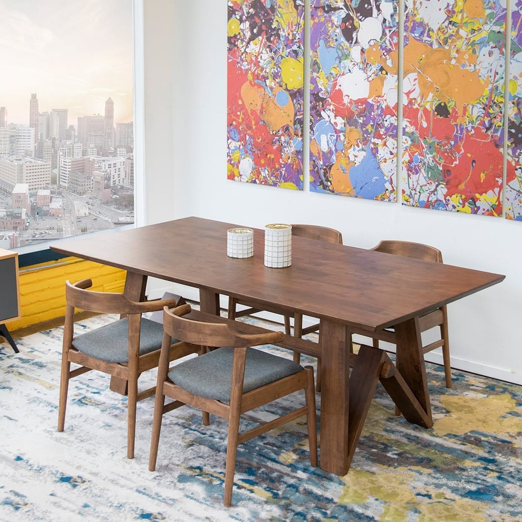 Dulciana 78-Inch Rectangular Solid Wood Dining Table in Brown - 78 inches