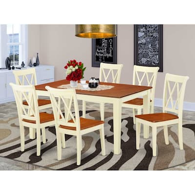 Gothic Dining Set 7Pc Rectangular Table W/ Leaf & 6 Double X Back Chairs