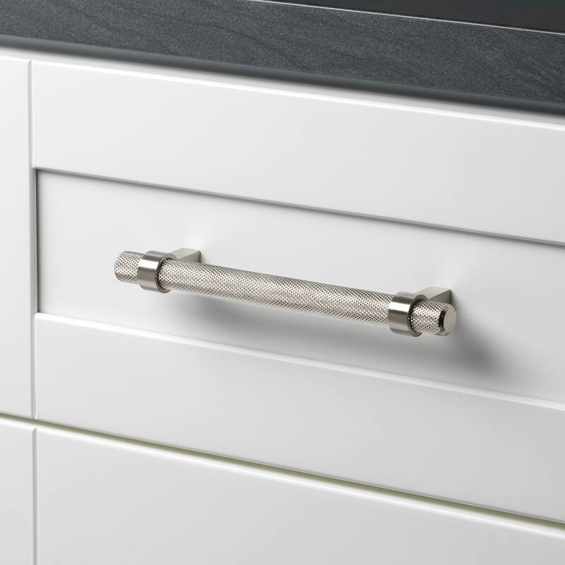 5 in Screw Center Knurled Euro Solid Steel Bar Pull (Pack of 25) - Satin Nickel