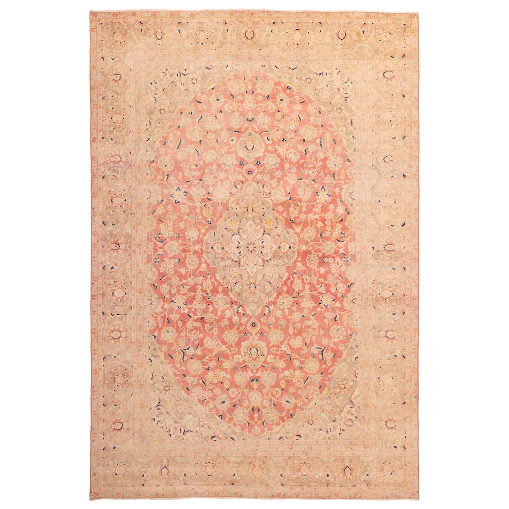 ECARPETGALLERY Hand-knotted Antalya Vintage Coral Wool Rug - 9'2 x 13'9